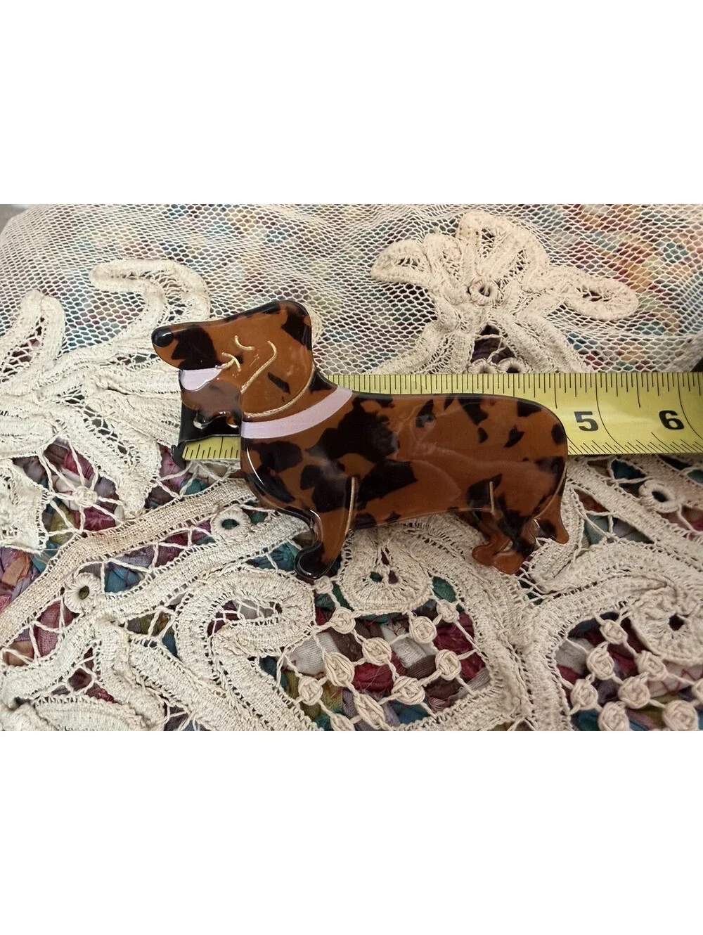 Dachshund Tortoiseshell Brown Hair Acrylic Claw Clip DOG PUPPY ADORABLE